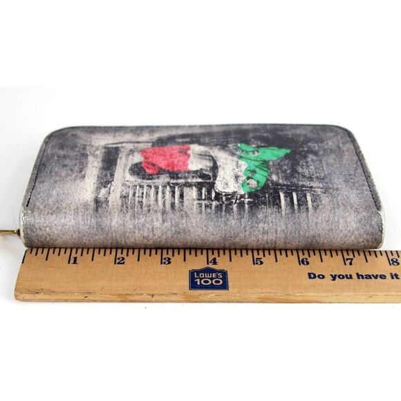 Senso Creativo GRAY GENUINE LEATHER MOTORCYCLE ITALY FLAG ID BILL CARD WALLET - Picture 4 of 6